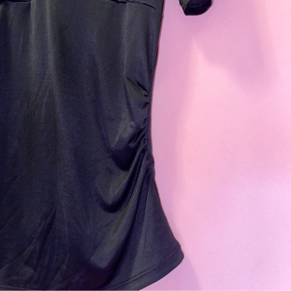 Black Choker Top No Boundaries Side Shirred Club Date Junior Medium Women Small - Picture 4 of 9